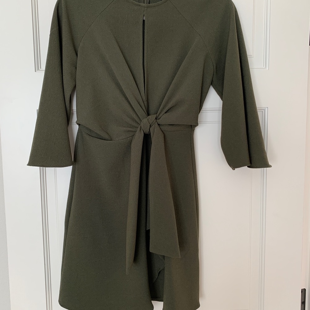 Topshop green mini wrap dress